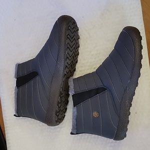 EAGSOUNI unisex gray hightop snow boots fur lined anti slip men 9.5 New …